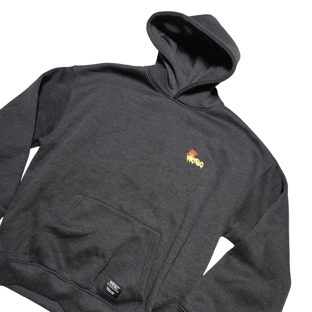 WeSC Hoodie Sweatshirt Mens Small Gray Skater Glitch Graphic Fleece Pullover